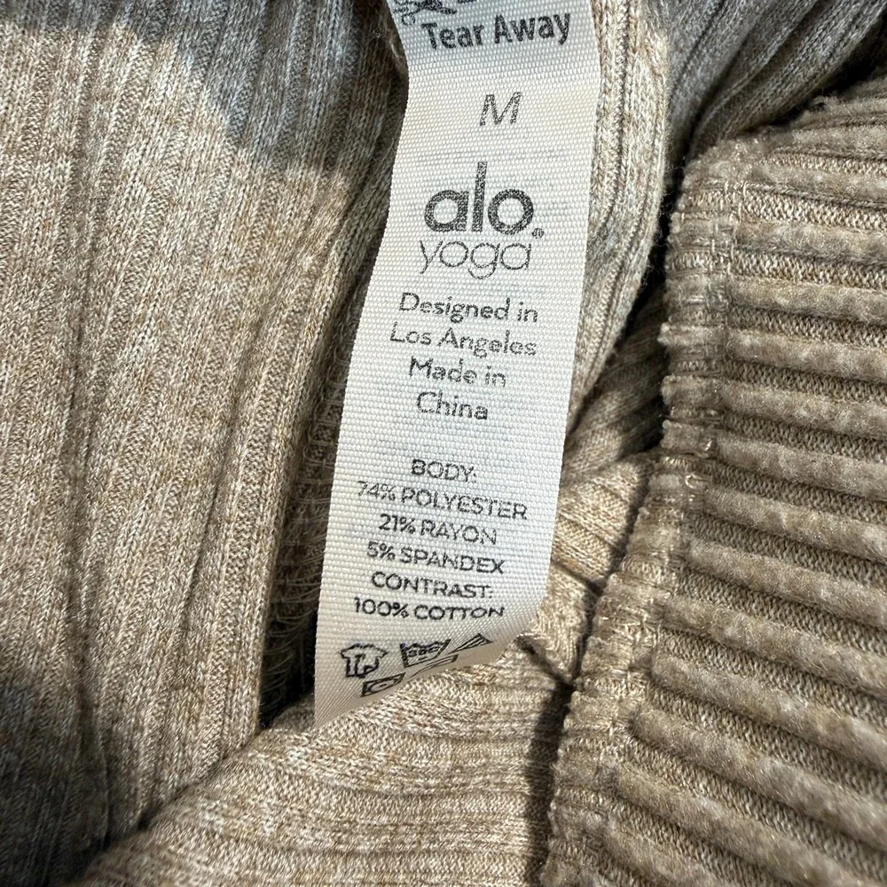 Alo Yoga Muse Ribbed Sweatpants‎ Joggers Womens Medium Gravel Heather Beige Knit